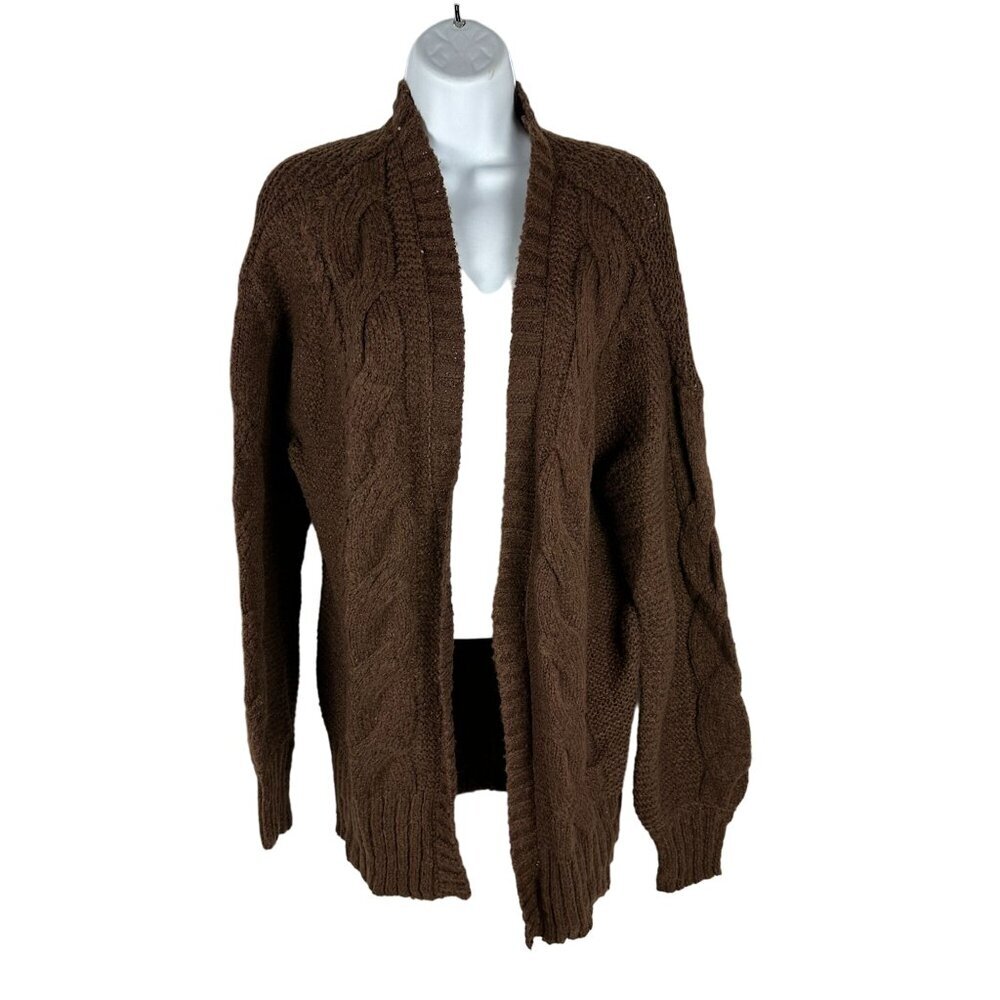 Freshman 1996 Brown Cable Knit Cardigan Sweater Size Small